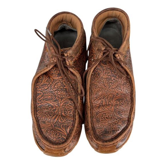 Twisted X Tooled Leather Lace Up Casual Driving Moc Shoe Ankle Boot Womens 11 - Picture 2 of 9